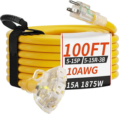 PlugSaf 100 FT 10 Gauge Outdoor Extension Cord by PlugSaf