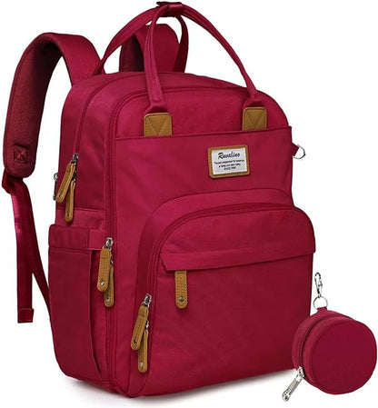 RUVALINO Diaper Bag Backpack, Large Capacity, Waterproof, Purplish Red by RUVALINO