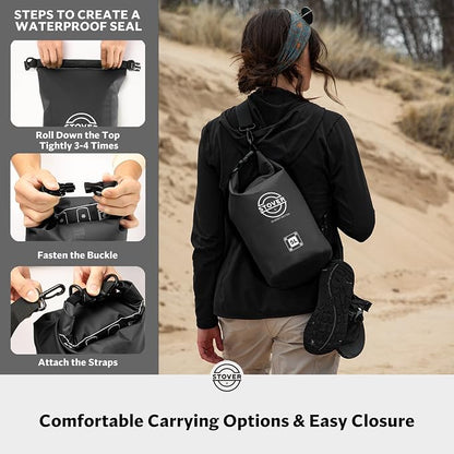 STOVER 5/10/25/30/40/55L Waterproof Dry Bag- Roll-Top Backpack w/Phone Case- - Image 5