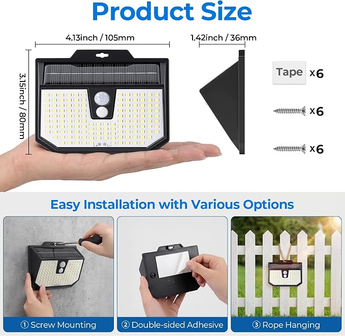 Brightever 8 Packs Solar Motion Sensor Lights Outdoor, Waterproof Solar Fence - Image 2
