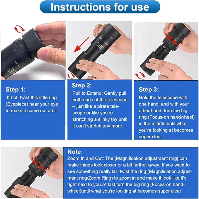 10-300x40 Monoculars for Adults High Powered – Zoom Monocular Telescope - Image 6