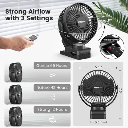 Portable Clip on Fan 65 Working Hours, Camping Fans - Image 3