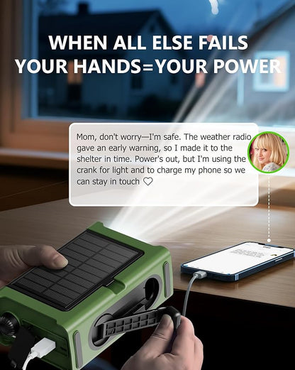 Emergency Weather Radio with Large Solar Panel, Efficient Hand Crank & Real - Image 3