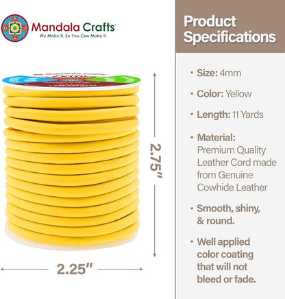 Mandala Crafts Round Genuine Yellow Leather Cord - Image 4