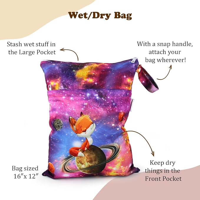 Mama Koala Wet Dry Bags, Portable Washable Reusable Baby Cloth Diapers Bags - Image 2