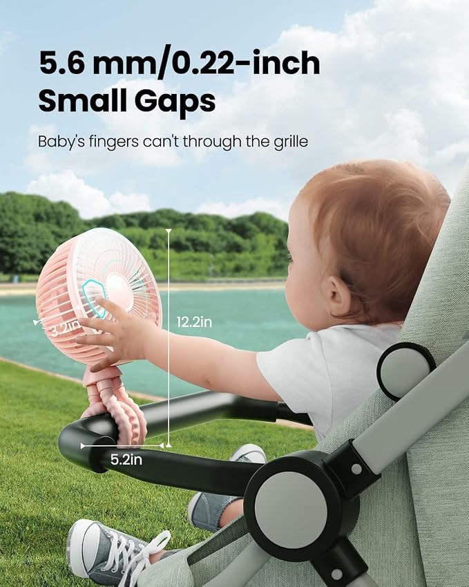 Gaiatop Baby Stroller Fan, 4000mAh Oscillating Mini Portable Fan - Image 3