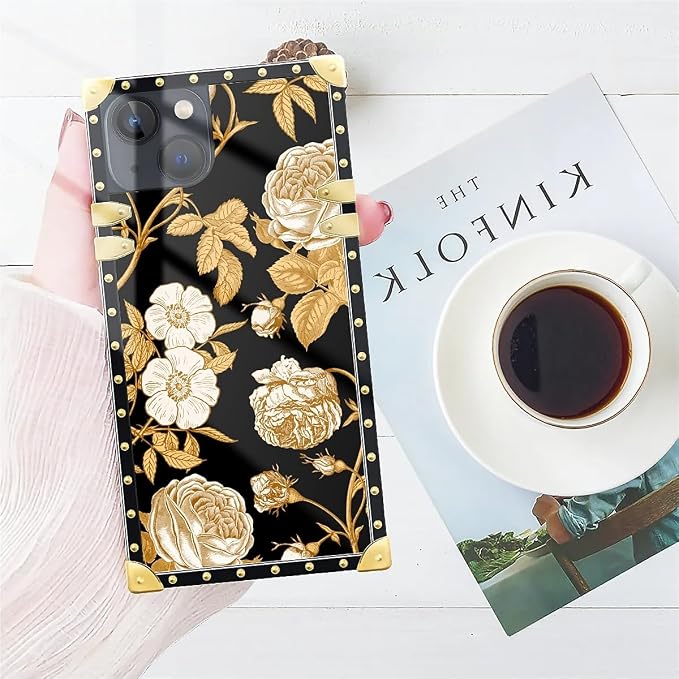 Compatible with iPhone 13 Case, Blooming Rose Golden Flower Luxury Golden - Image 7
