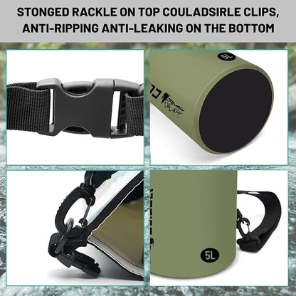 Waterproof Dry Bag, Roll Top Green Small Waterproof Backpack - Image 3