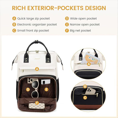 LOVEVOOK Leather Backpacks for Women, 15.6 inch Leather Laptop Backpack Women - Image 3