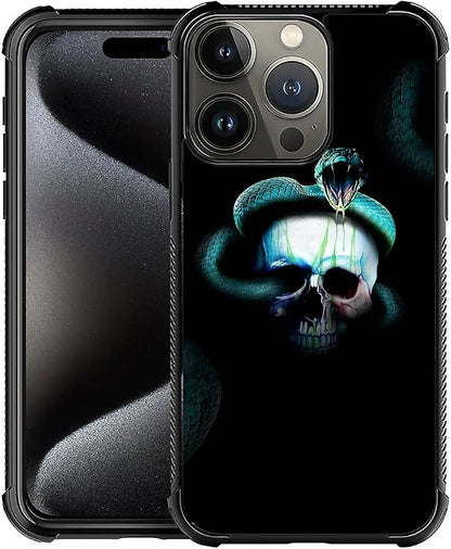 for iPhone 16 Pro Max Case, Skeleton Winding Snake Pattern Graphic Design Girl by FKBRCL4U