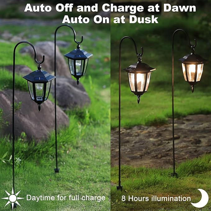 Dynaming 2 Pack Solar Hanging Lights Outdoor, Solar Powered Garden Decorative - Image 2