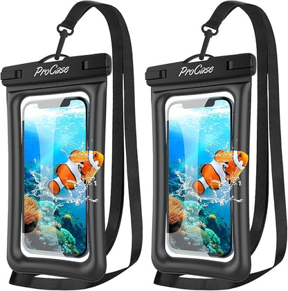 ProCase 2 Pack Floating Waterproof Phone Pouch IPX8, Universal Dry Bag Fits by ProCase
