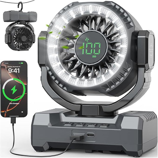 24000mAh Camping Fan, Portable Rechargeable Fan, Battery Powered Fan by Unknown