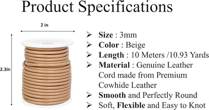 GENIQUE Real/Genuine Round Leather String Cord - Image 2