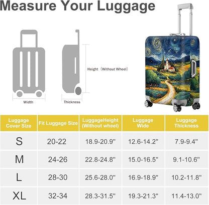 ANNA QUEEN Starry Night Landscape Luggage Cover, Artistic Oil Painting Style - Image 4