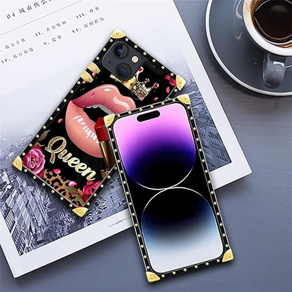 Compatible with iPhone 14 Case, Glitter Red Rose Queen Leopard Lipstick Luxury - Image 6