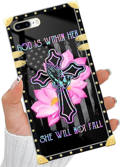 Compatible with iPhone 8 Plus 7 Plus Case, Praying Cross Hands Luxury Golden - Image 5
