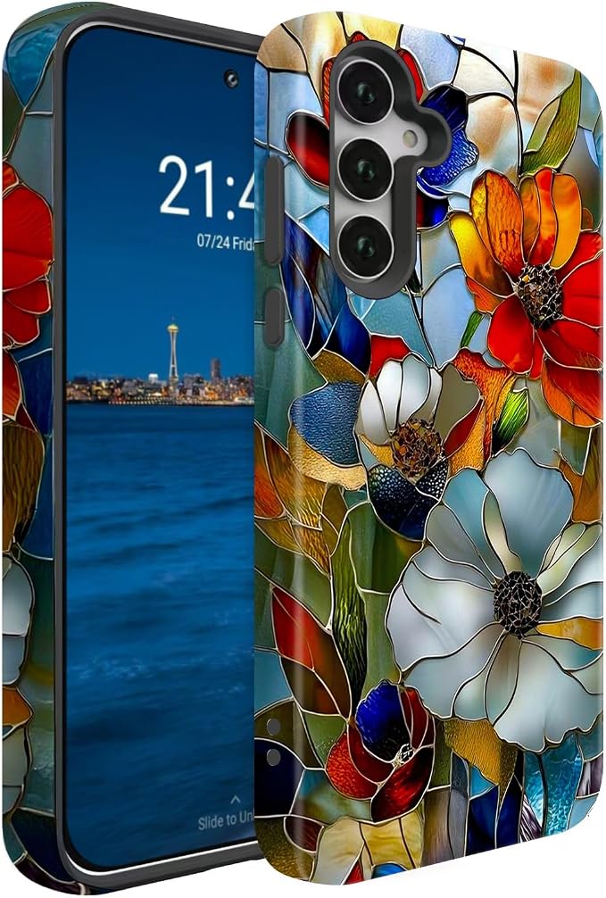 Compatible for Samsung Galaxy S25 FE 5G Case, Dual Layer Heavy Duty 2 in 1 by BSMOSPER
