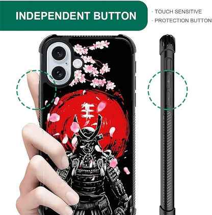for iPhone 16 Plus Case, Sakura Japanese Samurai Pattern Graphic Design Girl - Image 5