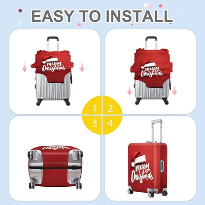 ANNA QUEEN Merry Christmas Luggage Cover, Santa Hat Holiday Design Suitcase - Image 6
