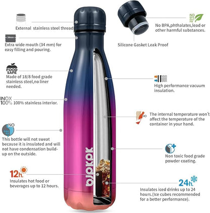 BJPKPK 17oz Insulated Stainless Steel Water Bottles Metal Water Bottle Keep - Image 2