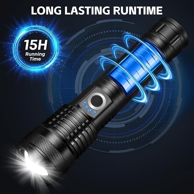 3 Pack Rechargeable LED Flashlights 990, 000 Lumens, Adjustable, 5 Modes - Image 4