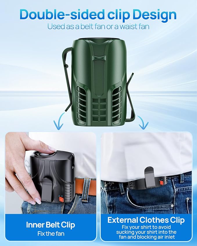 Portable Personal Waist Fan& Neck Fan, 14000RPM Brushless Motor, 40H Runtime - Image 6