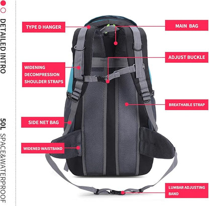Bseash 50L Hiking Backpack, Water Resistant Lightweight Outdoor Sport Daypack - Image 9
