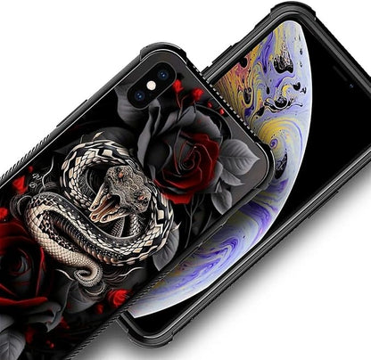 for iPhone Xs Max Case, Entwined Rose Snake Pattern Graphic Design Girl Boy - Image 3