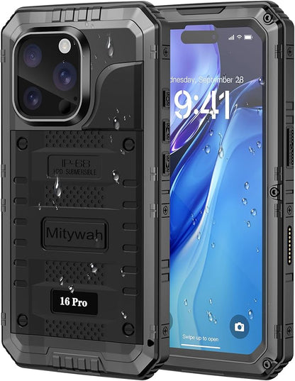 Mitywah Waterproof Case for iPhone 16 Pro, Shockproof Heavy Duty Case by Mitywah