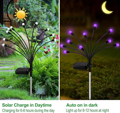 Kohlrabi Solar Garden Lights Outdoor, 4 Pack 32 LED Solar Purple Firefly Lights - Image 3