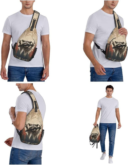 FyLybois Raccoon Sling Bag for Women Lightweight Crossbody Backpack Casual - Image 7