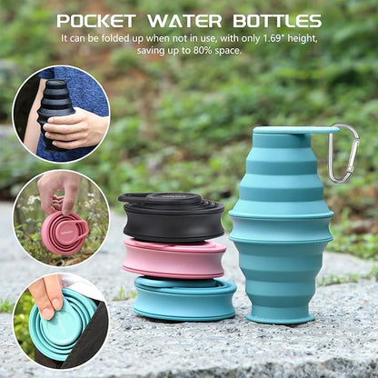 Nefeeko Collapsible Water Bottle, 17oz Reuseable BPA Free Silicone Foldable - Image 6