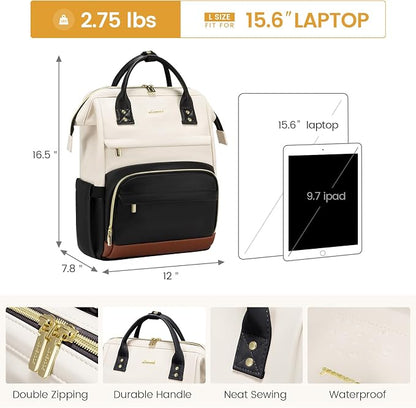 LOVEVOOK Leather Backpacks for Women, 15.6 inch Leather Laptop Backpack Women - Image 4