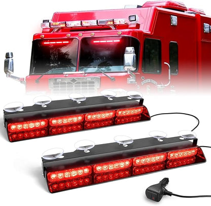 HLauto 6Z4J Emergency Dash Strobe Lights: 2x16.8 inch Red Safety Lights by HLauto