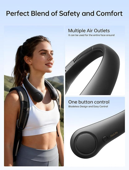 JISULIFE Portable Neck Fan, Hands-Free Bladeless, 5 Speeds, 4000 mAh Battery - Image 4