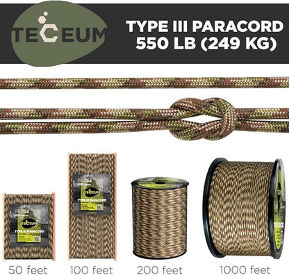 TECEUM 5/32" Paracord Rope 1000 – 1000ft / 200ft / 100ft / 50ft – Tactical - Image 9