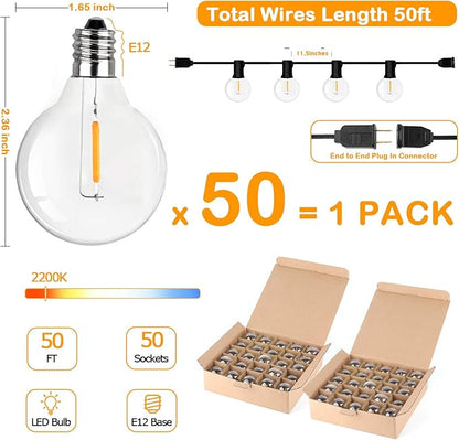 VerRon 50FT LED G40 Globe String Lights, Shatterproof Outdoor Patio String - Image 6
