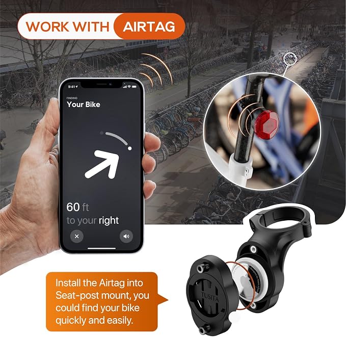 TUSITA Airtag Bike Mount, Hidden Bicycle Seatpost Mount Compatible - Image 3