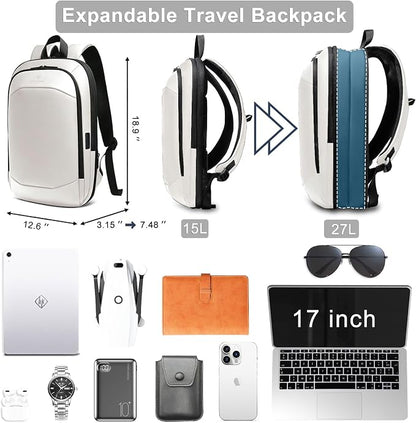hk Business Backpack for Men 17 Inch, Slim & Expandable Waterproof Travel - Image 3