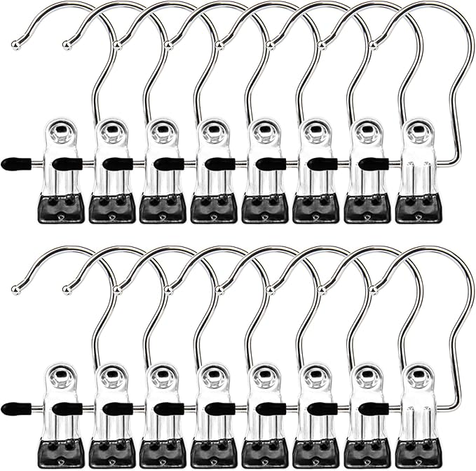 Boot Hangers Clips, 16 Pack Laundry Hooks Hanging Clips Clothes Pins Closet by MECHEER