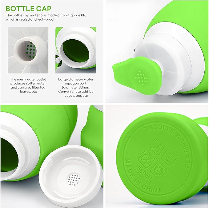 Collapsible Lightweight 20oz Water Bottle, Food-Grade Silicone BPA Free - Image 4