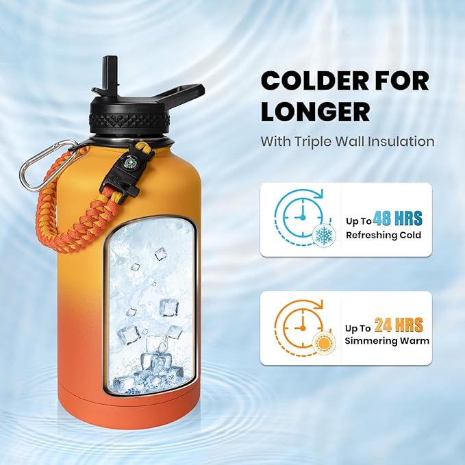 RAYMYLO One Gallon Water Bottle Insulated, Triple Walled Vacuum Stainless Steel - Image 2
