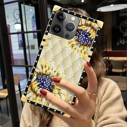 Compatible with iPhone 12 Pro Max Case, Sunflower Diamonds Leather Luxury - Image 6