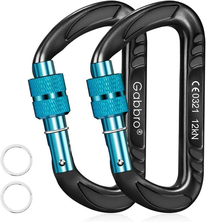Gabbro Carabiner Clips Heavy Duty 12kN, Wiregate Aluminum Lightweight Caribeener by Gabbro