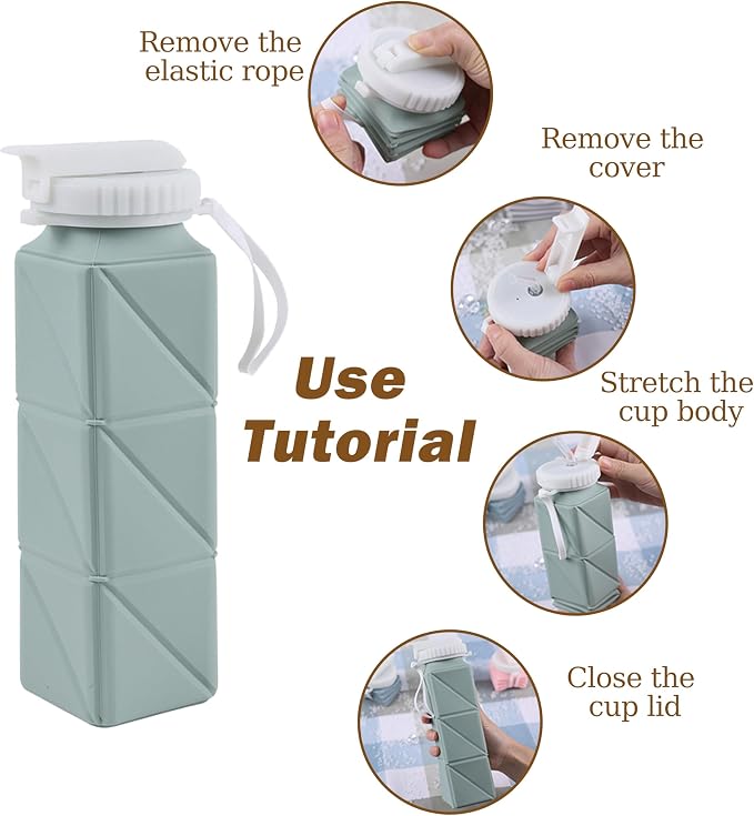 EOBTAIN Pink Travel Collapsible Water Bottle - Image 7