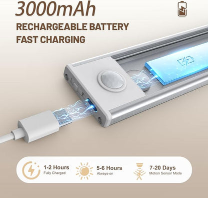 6 Pack Under Cabinet Lighting Wireless, 58 LED Rechargeable Battery Motion - Image 3
