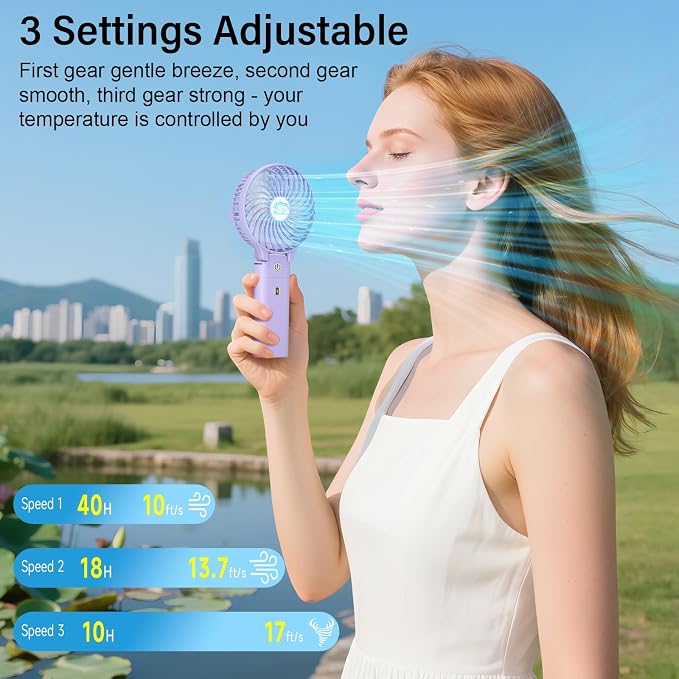 HandFan 10400mAh Personal Handheld Fan, 40Hrs Long-Lasted Hand Fan Rechargeable - Image 4