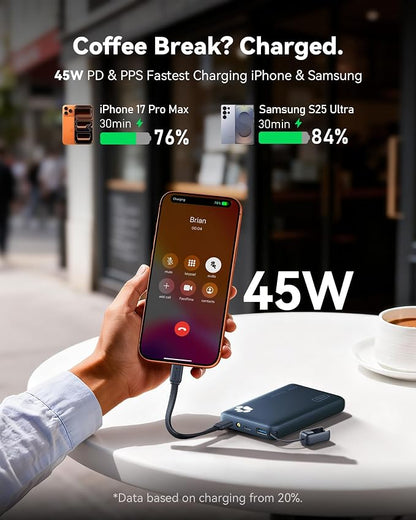 INIU Portable Charger, Ultra Slim 10000mAh 45W PD Power Bank, Fast Charging - Image 3