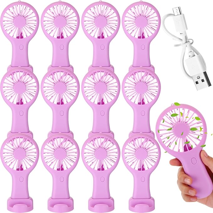 Woanger 12 Pcs Mini Handheld Fan Bulk 3 Speed USB Electric Battery Operated by Woanger